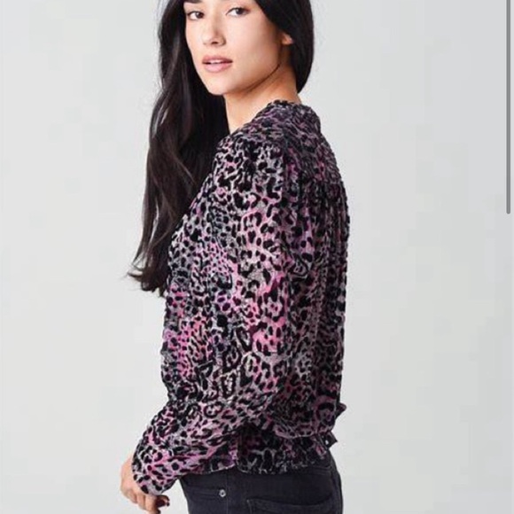 Zadig & Voltaire Purple Tori Leopard Velvet Devore Silk Blend Top. Size Small - Picture 3 of 10